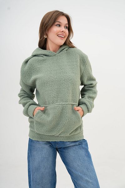 MAMAYAGA Women's Plush Rubber Kangaroo Pocket Hooded Comfortable Fit Standard Sweatshirt