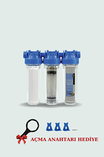 Aqua Üçlü Su Filtresi Daire Ve Bina Girişi Için Üçlü Set Arıtma Sistemi