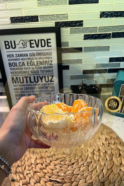 M Mimoza Park 350 ml Borosilicate Glass Bowl - Double Walled and Sweet Soup Presentation Bowl 13X13