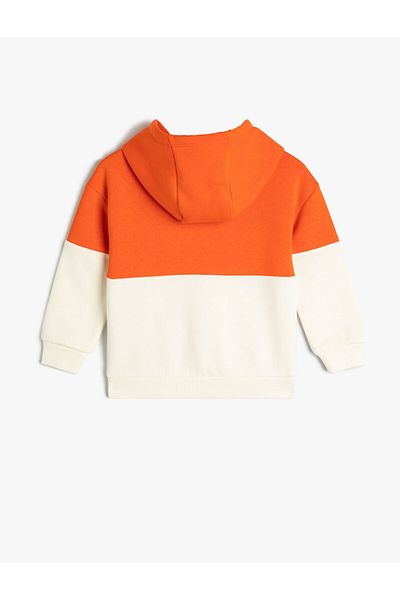 Koton Φούτερ με κουκούλα Σλόγκαν εμπριμέ Color Block Raised