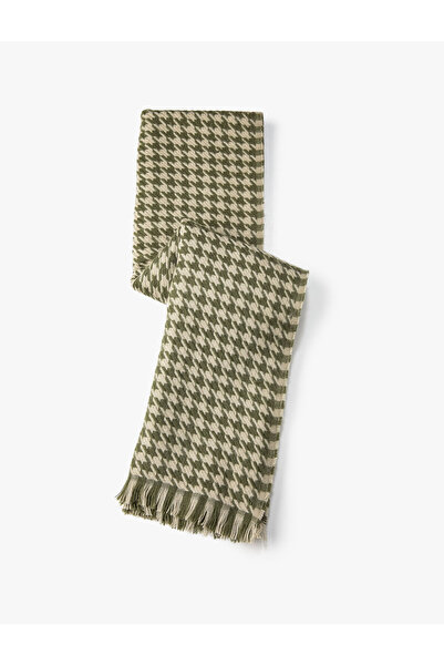 Koton Eșarfă cu model din picior de găin și ciucuri