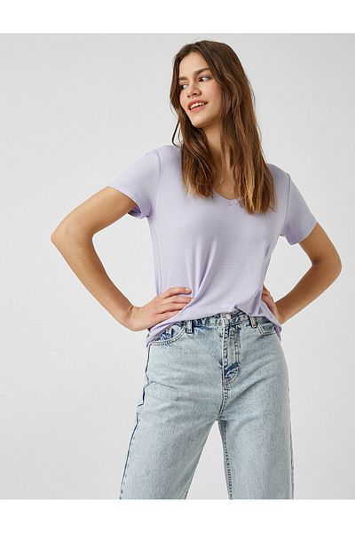 Koton V-Neck Short Sleeve T-Shirt