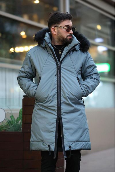 MODAEMAS ΑΝΔΡΙΚΟ ΜΑΚΡΥ ΠΑΛΤΟ ΜΕ ΚΑΠΟΥΤΣΑ ΜΕ ΓΟΥΝΑ