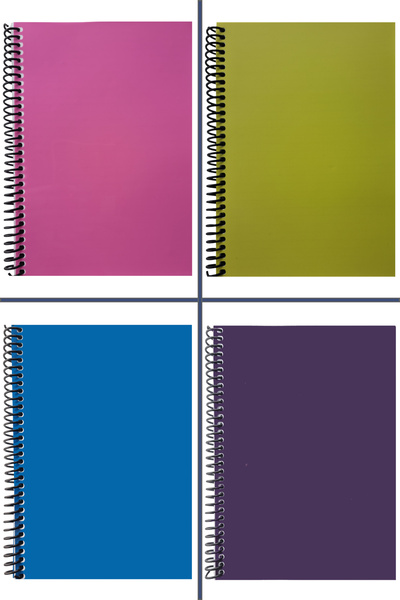 Şirin Yün A5 Spiralli Pvc Kapaklı 80 Yaprak Çizgili 4'lü Defter Seti