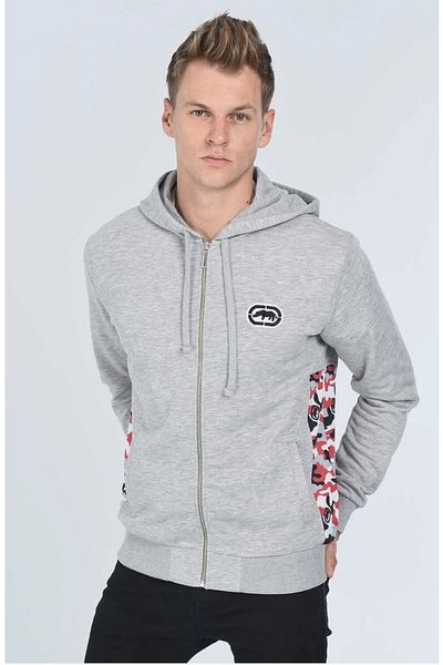 ECKO UNLTD Ανδρικό φούτερ με κέντημα με φερμουάρ Ecko Heller Grey