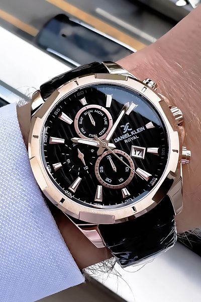 Daniel Klein 3 Atm Waterproof Premium Men's Wristwatch - Black Steel Cord and Natural Stone Bracelet *eladke2042c3*