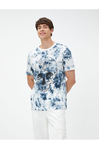 Koton Skull Printed T-Shirt Abstract Look Crew Neck