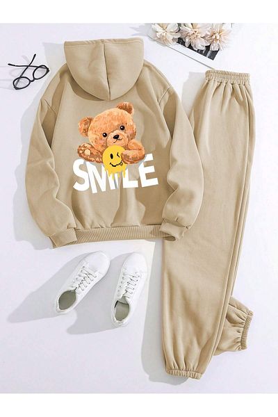 LUNAVISTA Bear Printed Unisex Oversize Tracksuit Set