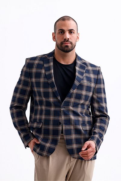 Plaid blazer plus size top