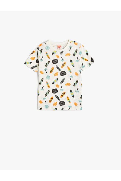 Koton T-Shirt Short Sleeve Crew Neck Surf Printed Cotton