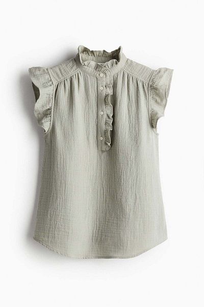 H&M Flutter-sleeved muslin blouse