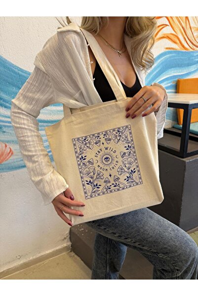 page journals Unisex Kanvas Bez Çanta - Stay Wild Moon Child - 320 Gr - %100 Pamuk - Büyük Boy