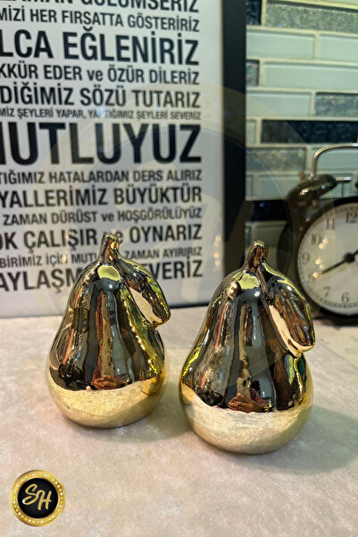 Snow Homs 1-adet Küçük Boy Armut Biblo Gold Biblo Dekoratif Sunumluk Dekor
