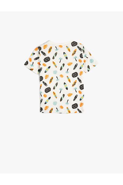 Koton T-Shirt Short Sleeve Crew Neck Surf Printed Cotton