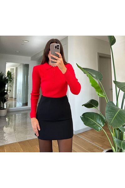 HC Boutique Pulover de tricotaj cu nervuri de mărime standard - cu nasturi