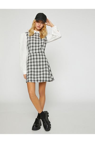Koton Πουκάμισο Φόρεμα με Λεπτομέρεια Tweed