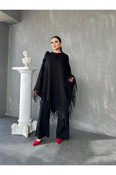 MAY MARA SET DE TRICOTURI PENTRU FEMEI DIMENSIUNE OVERSIZĂ 2 PIECE CU DETALIU DE MOTIF DE TRANDAFIRI