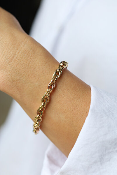 Yenigün Kuyumculuk 14 Ayar Altın Üç Renkli Hallow Bileklik