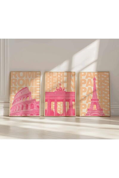 Home 3 τεμάχια Ρώμη, Βερολίνο, Παρίσι εικονογράφηση, Διακόσμηση τοίχου, Ζωγρα...