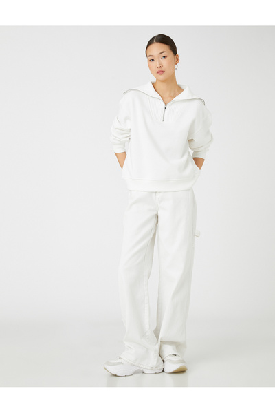 Koton Hanorac cu jumatate de fermoar guler stand bumbac