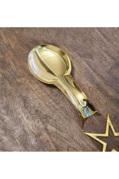 LOVYCO حامل أدوات مائدة ذهبي اللون من الفولاذ المقاوم للصدأ، قاعدة ملعقة 25 سم