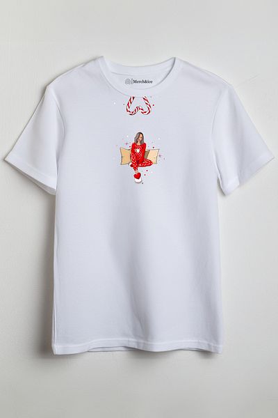 SM Satranç Medya Χριστουγεννιάτικο μπλουζάκι Unisex με Χριστουγεννιάτικο θέμα κορίτσι με καρδιά