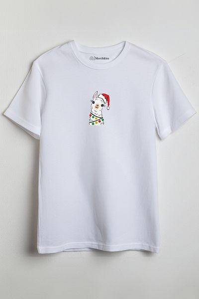 SM Satranç Medya Christmas Lama Illuminated Christmas Printed Unisex T-Shirt
