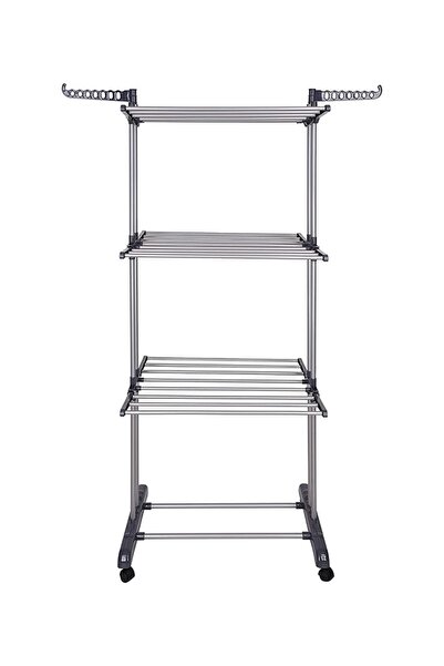 Taimi Foldable 3 Tier Clothes Drying Rack for Laundry Rolling white/black