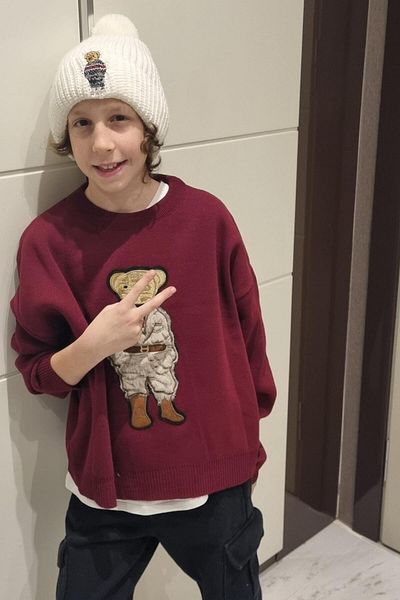 ZISHAN Children's Beanie with Teddy Bear 888