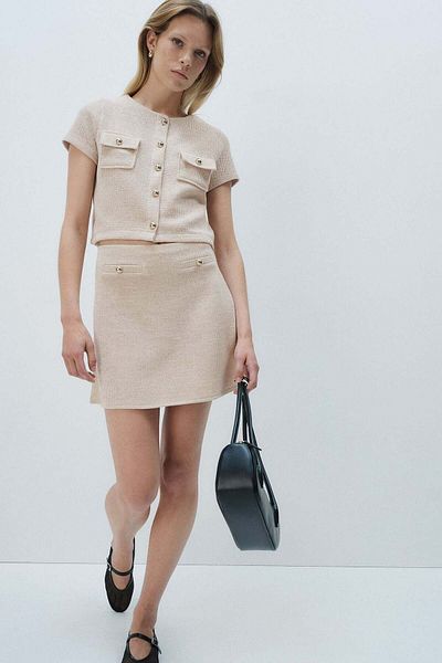 H&M Textured-knit mini skirt