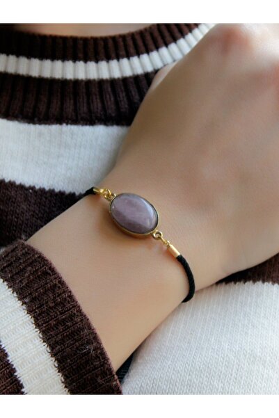 esha Doğal Taş Pembe Kuvars Doğal Taşlı Asansörlü Ayarlanabilir Bileklik eub7pk