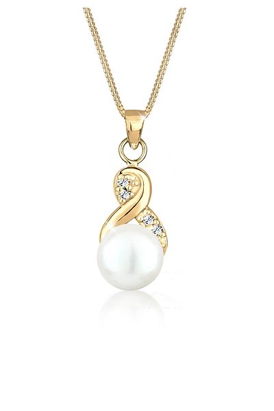 ELLI Necklace Ladies Infinity Pendant Elegant With Freshwater Cultured Pearl And Crystals In 925 Sterling