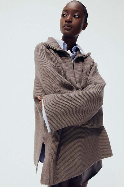H&M Zip-top rib-knit jumper