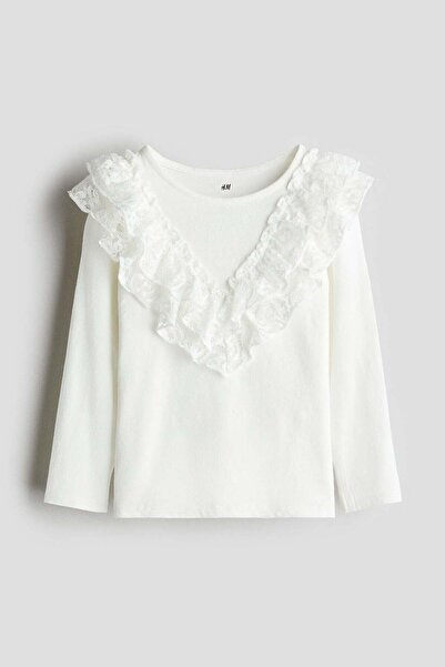 H&M Flounce-trimmed cotton top