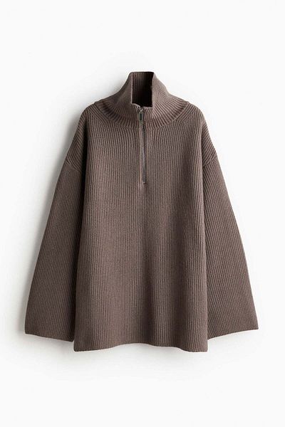 H&M Zip-top rib-knit jumper
