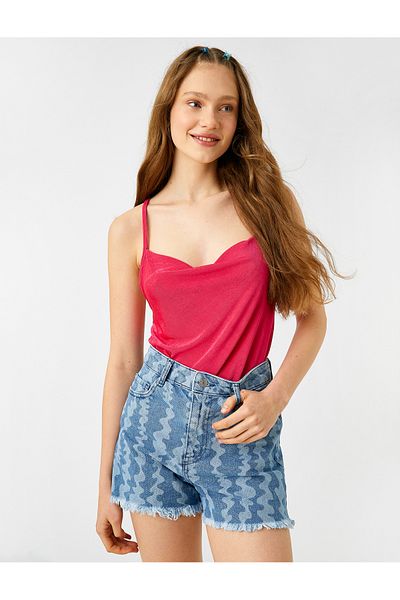 Koton Satin-Drape-Bluse mit dünnen Trägern