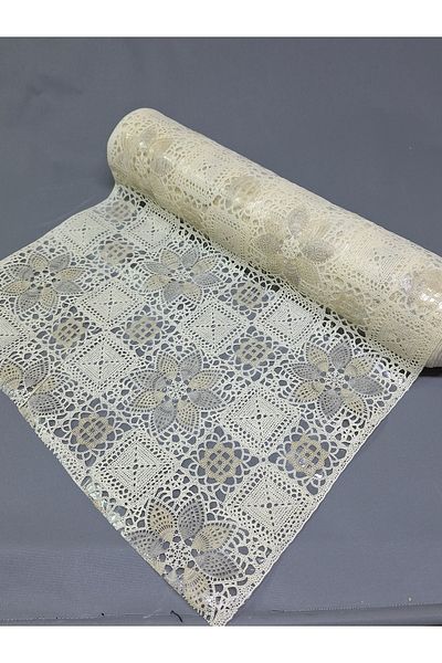 Başak Ev Tekstili Culoarea crem PVC Trim Lace Runner - Acoperire pentru rafturi și dulapuri