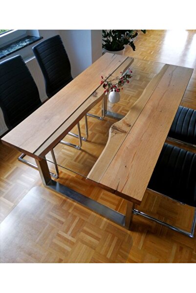 shardywood Ahşap&Cam Yemek Masası Mutfak Masası Ofis Masası 160x80