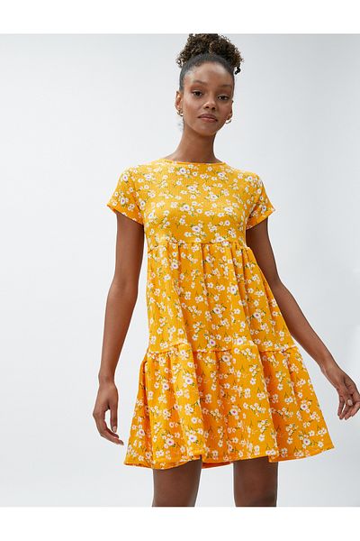 Koton Floral Dress Crew Neck Short Sleeve Comfortable Cut