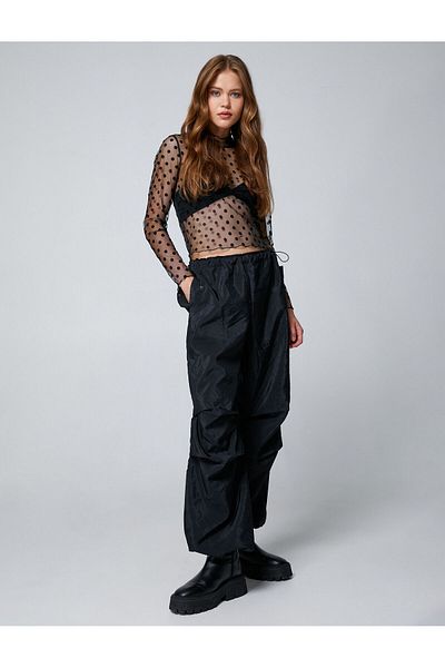 Koton Parachute Trousers with Pocket Detail, Stopper and Snap Closure