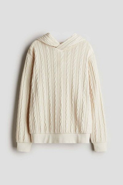 H&M Kablo örgüsü normal kapüşonlu üst