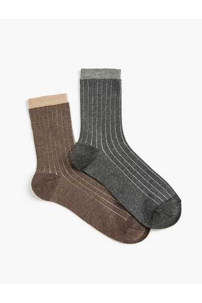 Koton Set de 2 șosete cu dungi - Multicolor