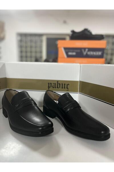 Pabuç Shoe 364 Black Genuine Leather Men's Shoes