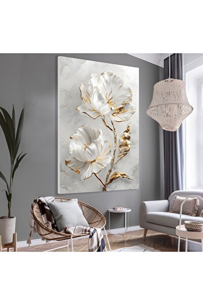 EMYA HOME Pictură pe pânză cu flori de aur 3D