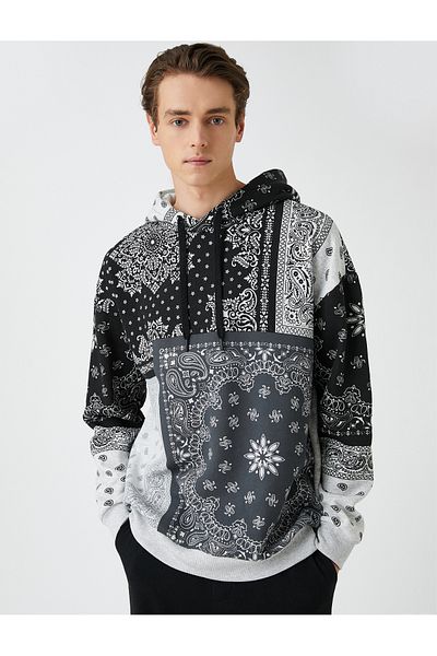 Koton Φούτερ με κουκούλα Oversize Σάλι με στάμπα μακρυμάνικο