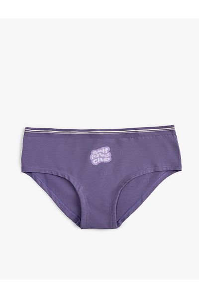 Koton Hipster Panties Slogan Printed Ribbed Cotton