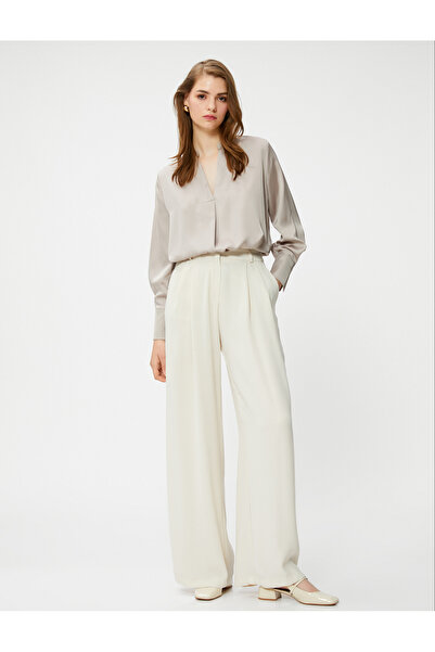 Koton Bluză din satin Guler magnific cu mânecă lungă