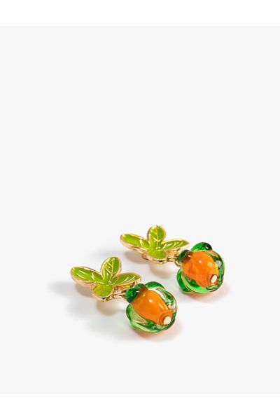 Koton Earrings Clover Detailed Natural Textured