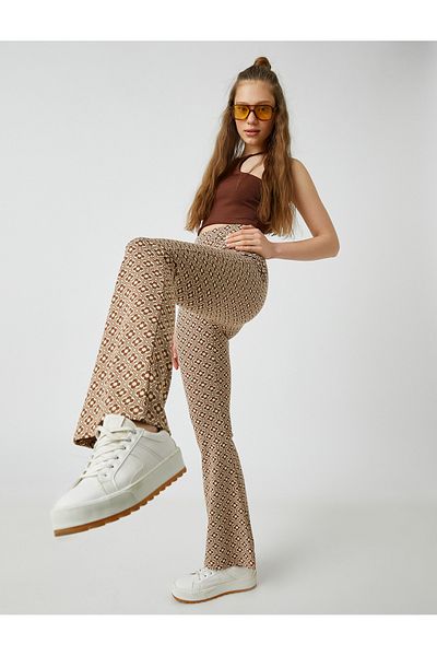 Koton Braune gemusterte Damenjeans 2SAL40115IK