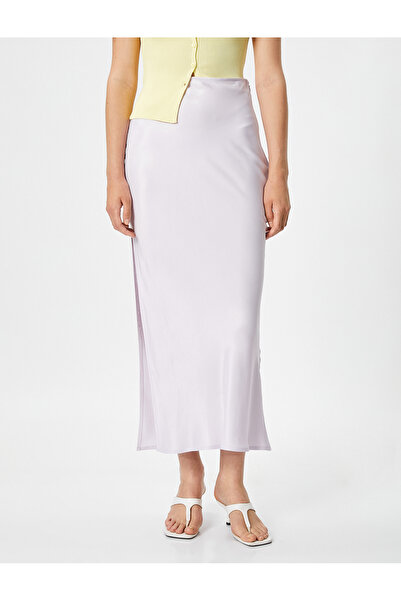 Koton Melis Ağazat X Koton - Midi Yırtmaçlı Viskon Etek